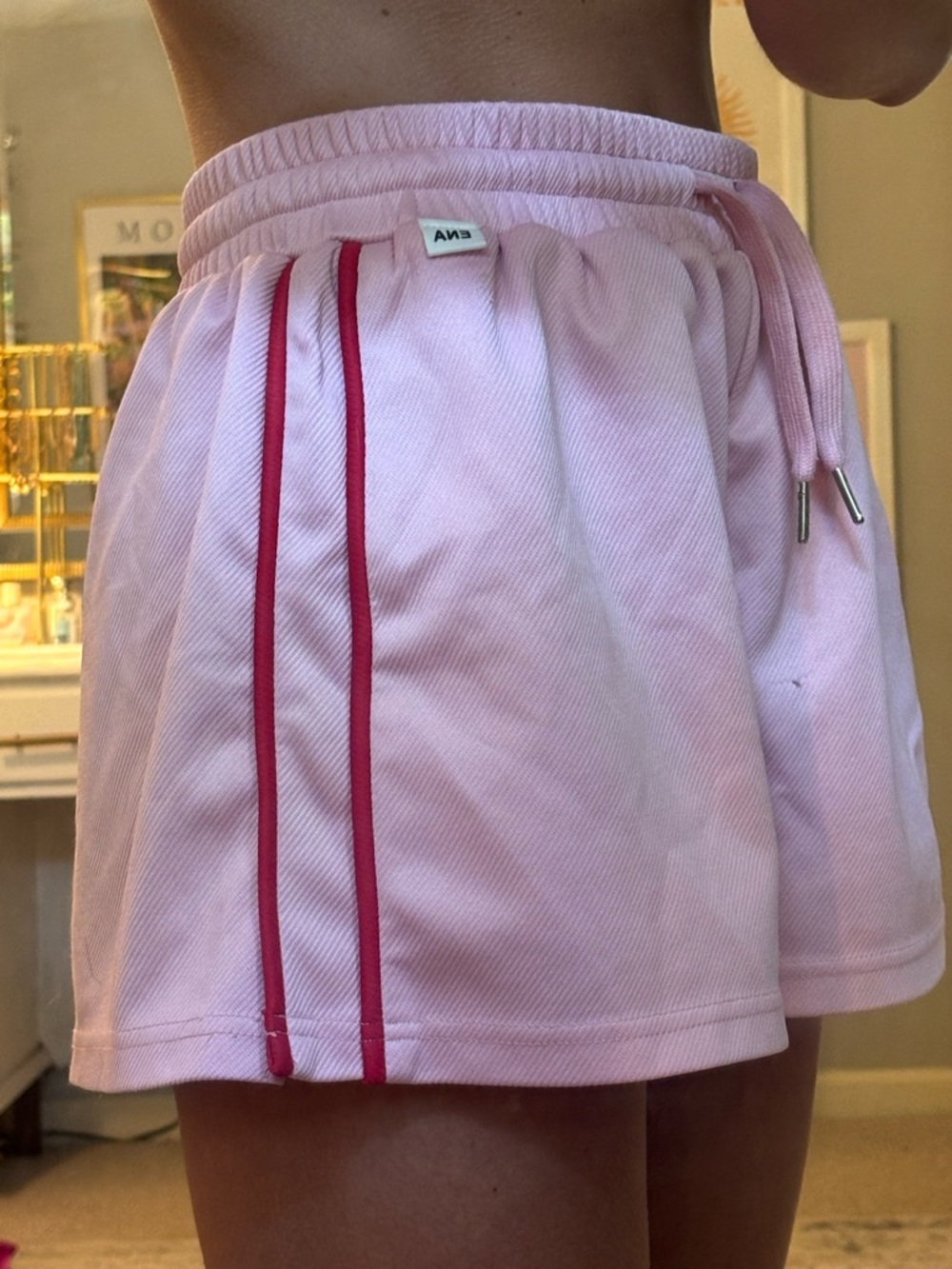 Light Pink Athletic Skort with Red Stripe